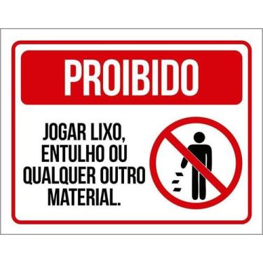 Imagem de Kit 3 Placas De Sinalização - Proibido Jogar Lixo Entulho - Sinalizo