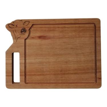 Imagem de KIAGA, Tábua para Churrasco em Madeira de Eucalipto Maciço com Gravação a Laser Vaca com Óleo Mineral Cor:NATURAL;Tamanho:22x30