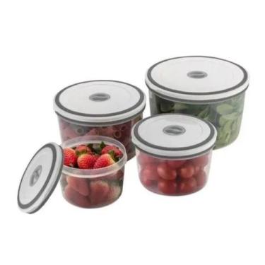 Imagem de Jogo kit 4 potes herméticos electrolux alimentos redondo, 550ml, 880ml
