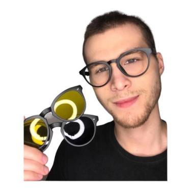 Imagem de Armação Óculos Grau Masculino Redondo 3 Em 1 Renato Clipon - Palas Eye