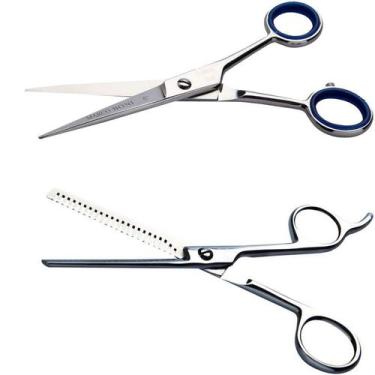 Imagem de Tesoura Cabelo Profissional Fio Navalha + Desfiadeira Dentada Marco Bo