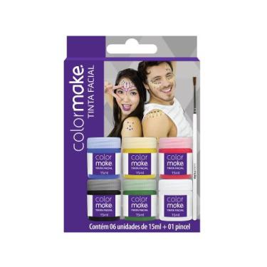 Imagem de Tinta Facial Artistica ColorMake Com 06 Cores + Pincel