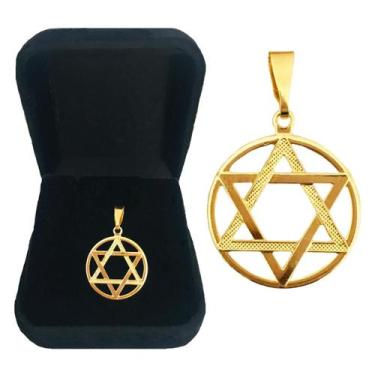 Imagem de Pingente para Corrente Estrela de Davi Masculina Banhado a Ouro 18k - 