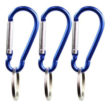 Imagem de Mosquetão Alumínio Azul Com Argola Para Chaveiro 10 Unidades - ZEIN