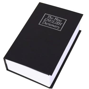 Imagem de Cofre Camuflado Formato de Livro Discreto Porta Jóias Com Chave 18x11cm