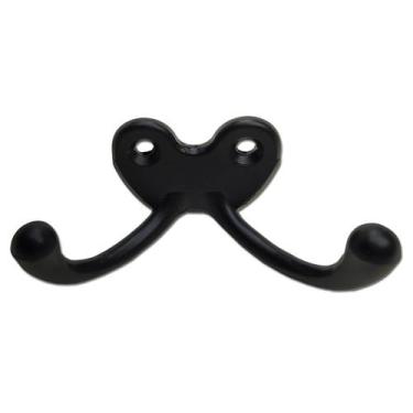 Imagem de Kit Cabide Gancho Duplo De Parede 10 Unidades - Telis Ferragens, Preto