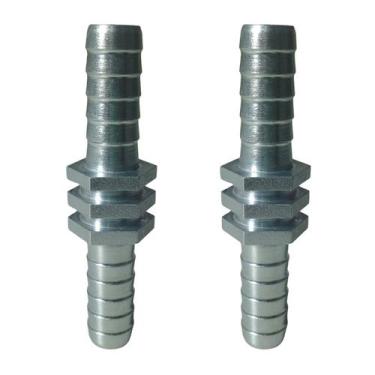 Imagem de Kit 2 Uniões Emenda Reta Alumínio Com Canal Para Mangueira 1/2 Polegad