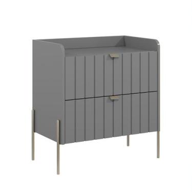 Imagem de mesa de cabeceira cinza moderna moriah 60cm alto padrão - Aprire Móvei