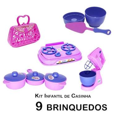 Imagem de Kit Infantil Casinha Bolsa Batedeira Panela Forma 9pç - Altimar