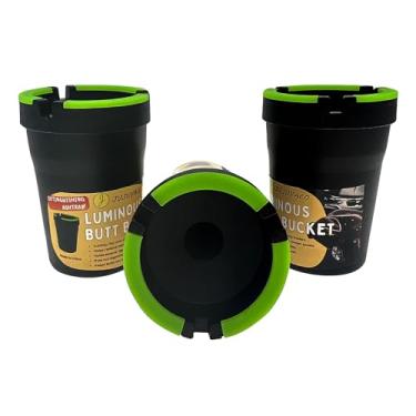 Imagem de Pacote com 3 cinzeiros que brilham no escuro para cigarro copo autoextinguível carro suporte de cinzas portátil caminhão casa escritório preto à prova de cheiro cenicero para carro pufe portátil