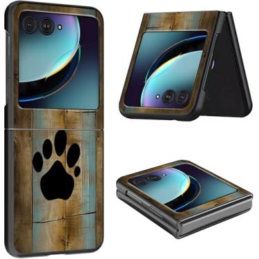 Imagem de Capa para Motorola Razr Plus 2024 fina, leve, rígida, PC à prova de oscilação, capa protetora para celular Motorola Moto Razr Plus 2024 5G/Razr 50 Ultra 6,9 polegadas - Aquarela pata de cachorro