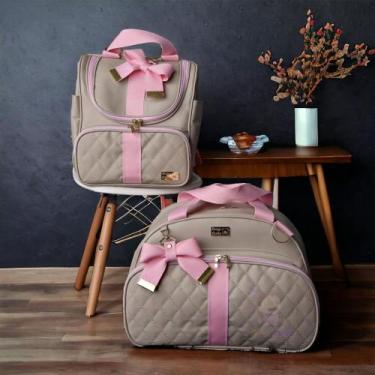 Imagem de Kit Bolsa Saída Maternidade de Luxo Menino/Menina 2 peças e laços - Ba