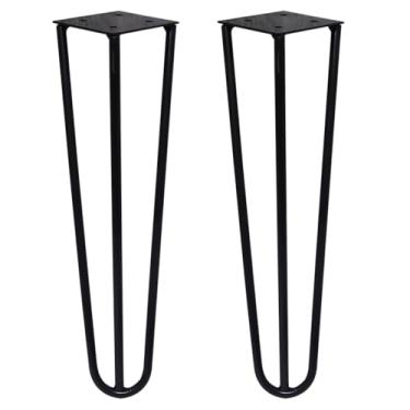 Imagem de Kit 2 Pés de Metal 30 CM Hairpin Legs Mesa de Canto Rack e Puffs Preto G41