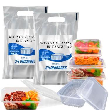 Imagem de Pote Descartável 500ml Freezer Micro-ondas Marmita - 48 Un Fitness - O