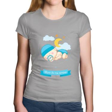 Imagem de Baby Look Algodão Mãe de um menino - Foca na Moda, Cinza, GG