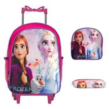 Imagem de Kit Mochila Escolar Feminina Frozen Rodinha Tam G Creche - TOYS 2U
