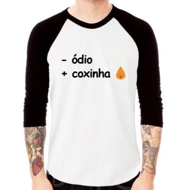 Imagem de Camiseta Raglan Menos ódio, Mais coxinha Manga 3/4 - Foca na Moda, Bra