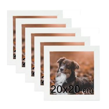 Imagem de Kit 5 Porta Retratos C/vidro 20x20 Moldura Branca para fotos e decoraç