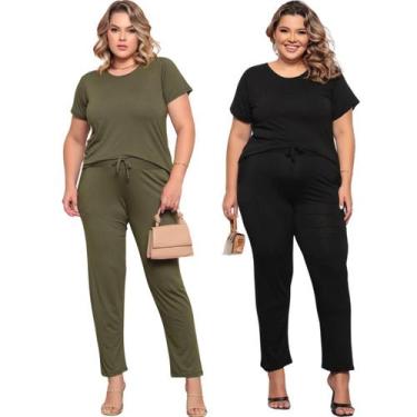 Imagem de Kit 2 Conjunto Feminino Plus Size Básico  Manga Viscolycra - Felicity,