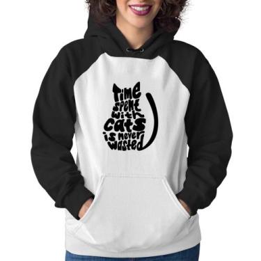 Imagem de Moletom Feminino Time spend with cats is never wasted - Foca na Moda, 
