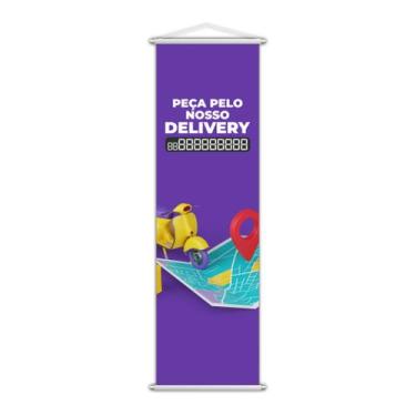 Imagem de Banner Peça Pelo Nosso Delivery Entregas Contato 100x30cm - PlimShop