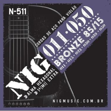 Imagem de Cordas Para Violão Aço 011 Bronze 85/15 6 Cordas - NIG