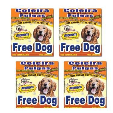 Imagem de Kit 4 Coleira Natural Antipulgas 45cm Free Dog Cães Cachorro Anti Pulg