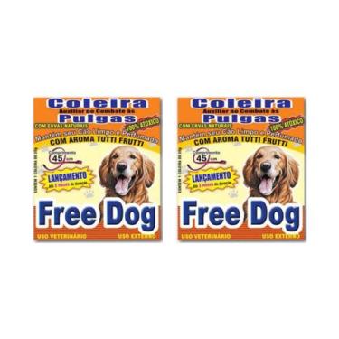 Imagem de Kit 2 Coleira Natural Antipulgas 45cm Free Dog Cães Cachorro Anti Pulg