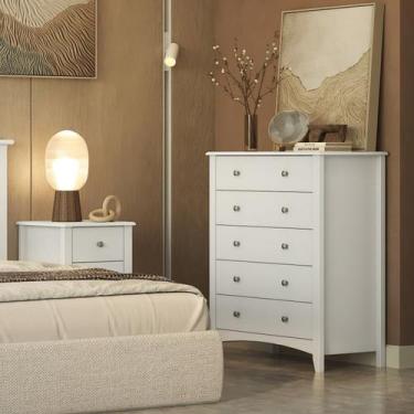 Imagem de Cômoda em Mdf 5 Gavetas - Olivia 40cm X 80,1 Cm X 94,6 Cm - Treboll