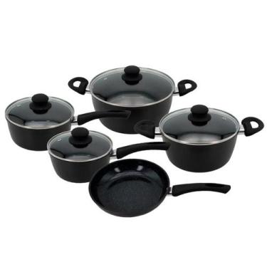 Imagem de Conjunto de panelas com revestimento ceramico incanto 5 pecas preta - 