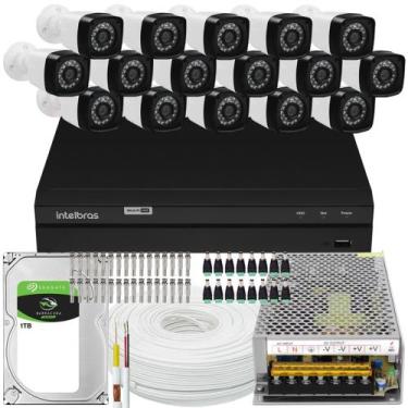 Imagem de Kit Cftv 16 Cameras Segurança Hd Dvr Intelbras Mhdx 1216 S/HD 1 TB