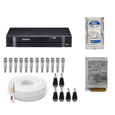Imagem de Kit Cftv Dvr Intelbras 16ch mhdx com hd 500gb+fonte+100m de cabo e con