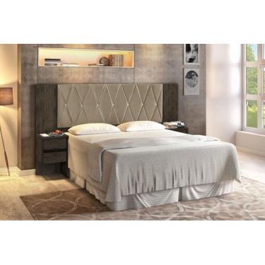 Imagem de Cabeceira Extensivel Florida Casal Queen Ou King C/Mesa de Apoio Nogal