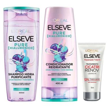 Imagem de Elseve Pure Hialurônico Kit  Shampoo + Condicionador + Leave In Tratam