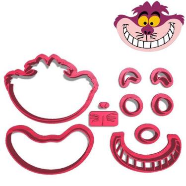 Imagem de Cortador Pasta Doce Impresso Alice no País das Maravilhas Cabeça Gato 