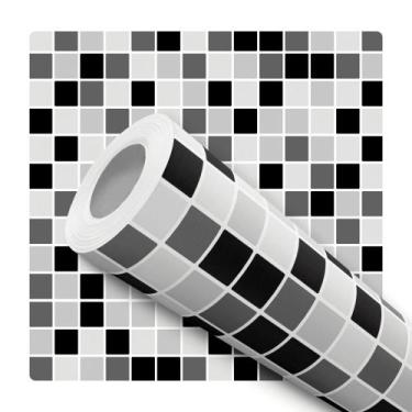 Imagem de Papel de Parede Vinílico Pastilha Preta Cozinha Lavabo Banheiro - DELI