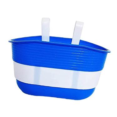 Imagem de Vaveren Cesta de bicicleta infantil Cesta de bicicleta infantil removível Recipiente portátil de artigos diversos para transporte frontal Guiador Cesta para, Azul