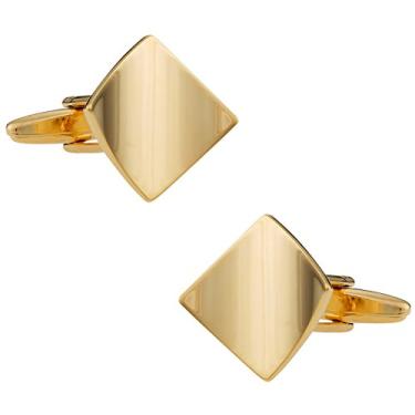Imagem de Abotoaduras dobradas douradas com design artístico Cuff-Daddy com caixa de apresentação