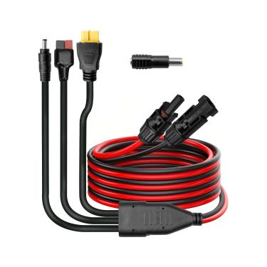 Imagem de QLZOZB Kit de conector solar 4 em 1 de 3 m para XT60 DC5521 DC7909 A-nderson adaptador cabo de carregamento solar, adaptador solar IP67 à prova d'água para gerador solar de estação de energia portátil