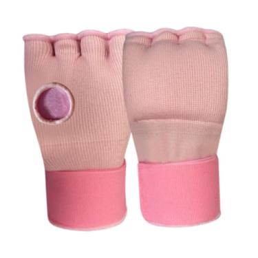 Imagem de oshhni Envoltório de mão para boxe, luvas internas, alças de pulso rápidas para adultos, luvas macias ajustáveis ​​de meio dedo para exercício, mma, Rosa
