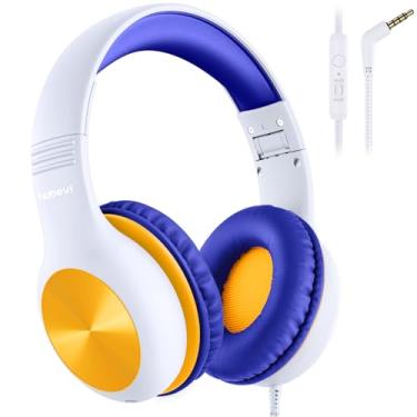 Imagem de Nabevi Fones de ouvido infantis com microfone, fones de ouvido para crianças com cabo, som HD, limite de volume seguro, função de compartilhamento, fone de ouvido infantil para meninos e meninas, fone