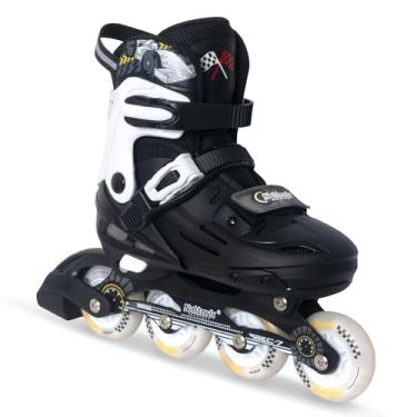 Imagem de Patins em linha para crianças, decorações legais de carros de corrida para meninas e meninos - preto para adolescentes de 4 a 5 a 6 7 anos - Rodas ajustáveis para todas as luzes para ambientes