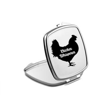 Imagem de SpreadPassion Espelho compacto Chicken Whisper, presente de sussurro de galinha, espelho fotográfico de sussurro de galinha, espelho de maquiagem de viagem pequeno espelho portátil, espelho de bolso