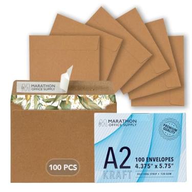 Imagem de Envelopes MOS A2 Kraft 4,4 x 5,75 polegadas Pacote com 100 — Envelopes de convite pesados autoselados marrons para cartões comemorativos, RSVP, confecção de cartões, convites de casamento