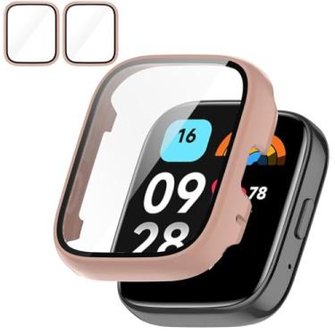 Imagem de Rc-Z Capa protetora de tela para Xiaomi Redmi Watch 3/3 lite/3 Active Smartwatch, amortecedor de PC rígido e acessórios de substituição de filme de vidro temperado para Redmi Watch 3/3 lite/3 Active,