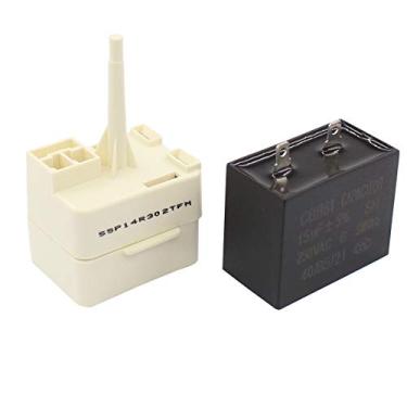 Imagem de Compressor de geladeira ApplianPar W10613606, relé e capacitor para geladeira Whirlpool KitchenAid Kenmore Fridges W10416065, PS8746522, 67003186