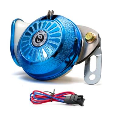 Imagem de AOLIHAN Kit de buzinas de carro em 3 tons, buzina elétrica de caracol alto com diferentes sons, buzina de caminhão 118 dB 12 V elegante azul única buzina de moto