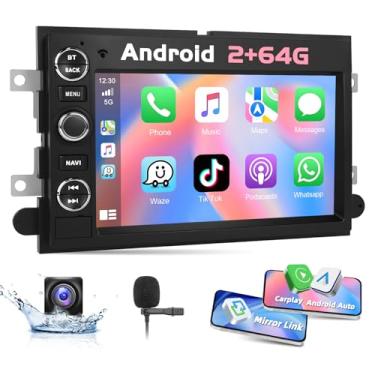 Imagem de Motorsi Rádio estéreo automotivo de 2 + 64 G para Ford F150 F250 F350 Fusion Taurus Freesatr MKX Mark LT com CarPlay Android Auto 22.9 cm, tela sensível ao toque, Bluetooth, áudio, GPS, navegação,
