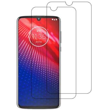 Imagem de UPONEW [Pacote com 2] para Motorola Moto Z4 XT1980 16.3 cm XT1980-3 XT1980-4 Película protetora de tela de vidro temperado 9H alta transparência