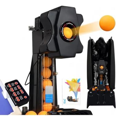 Imagem de 50W Robô de Tênis de Mesa, Automático Máquina de Servir Bolas de Pingue-pongue com 9 Bolas Giratórias Diferentes, Lançador de Tênis de Mesa Inteligente, com Treinamento Prático Rede de Reciclagem